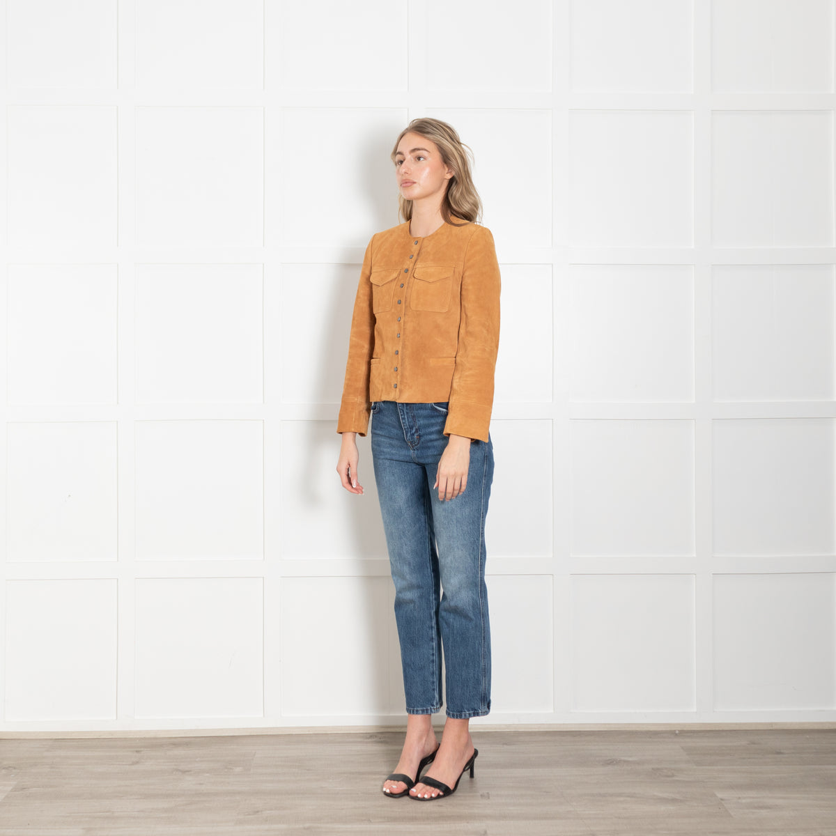 Zadig And Voltaire Tan Suede Jacket With Stud Fastening