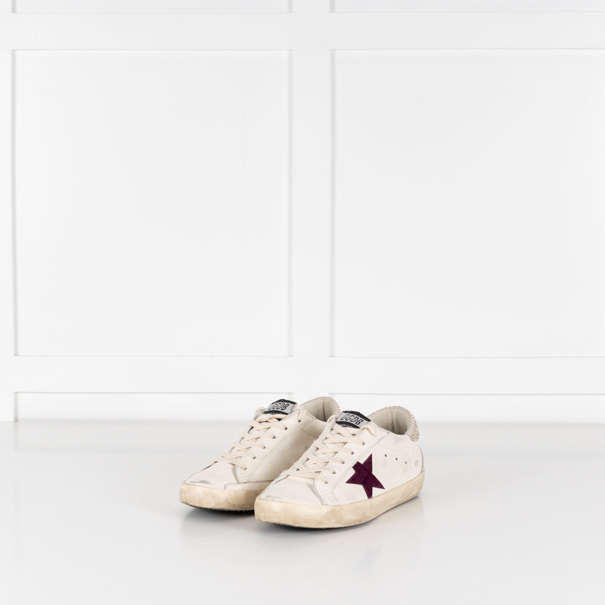 Golden Goose Super Star Crystal Embellished Velvet Star Trim Trainers