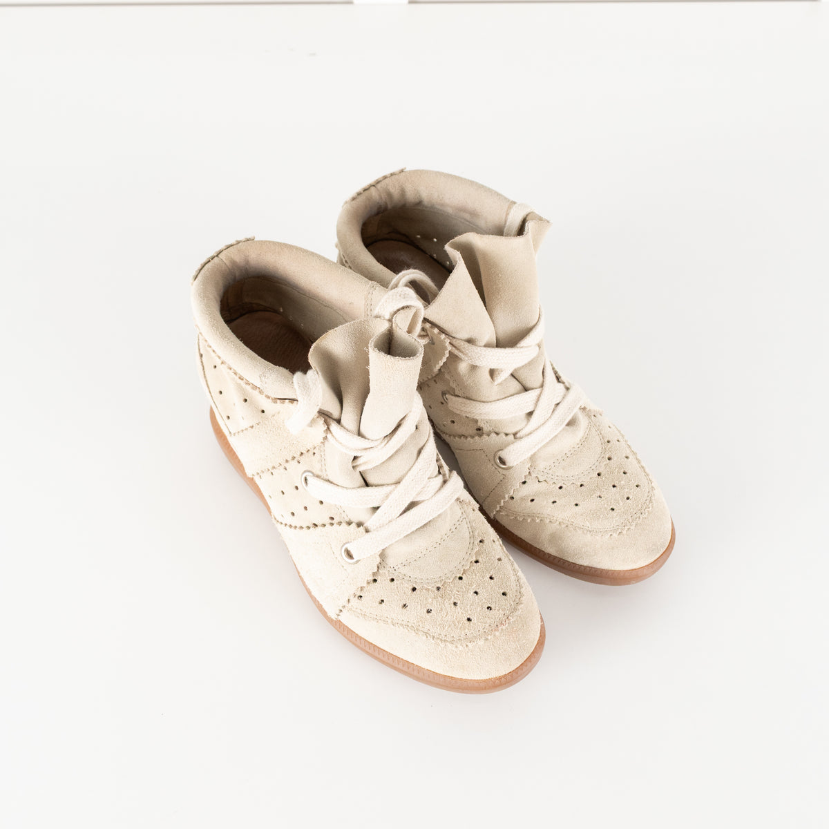 Isabel Marant Etoile Beige Suede Bobby Trainers