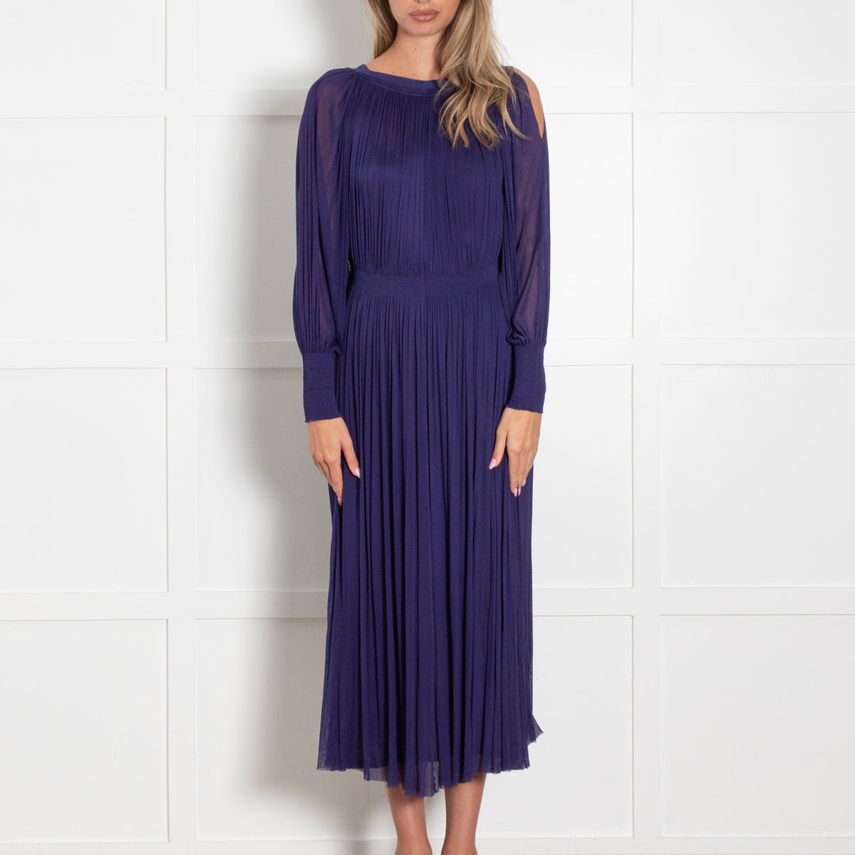 Amanda Wakeley Purple Sheer Silk  Midi Dress with Slip
