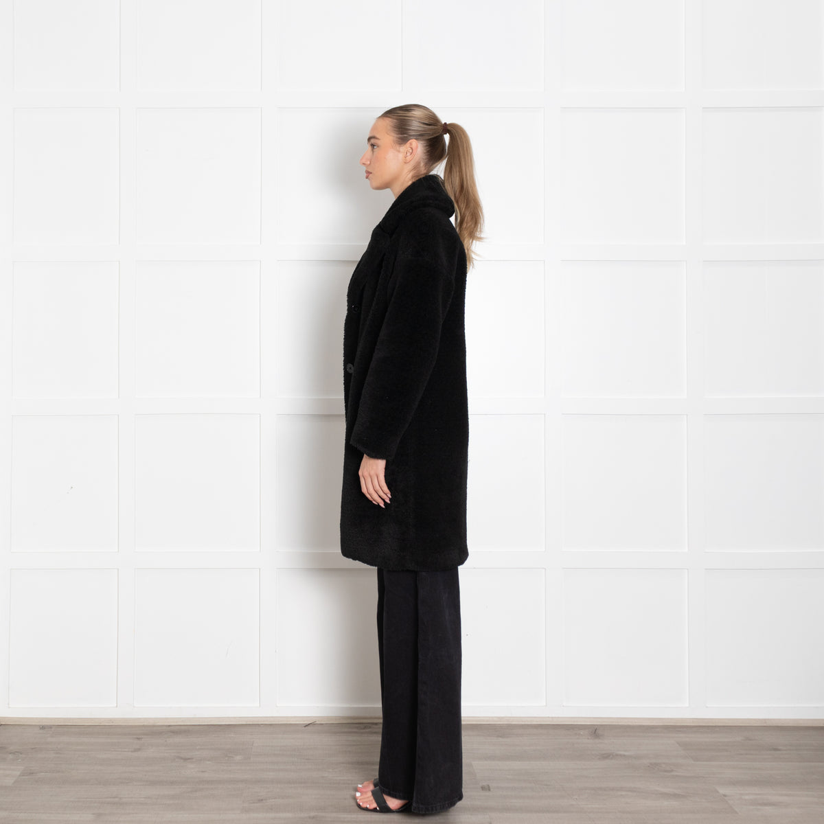 Claudie Pierlot Black Teddy Short Coat