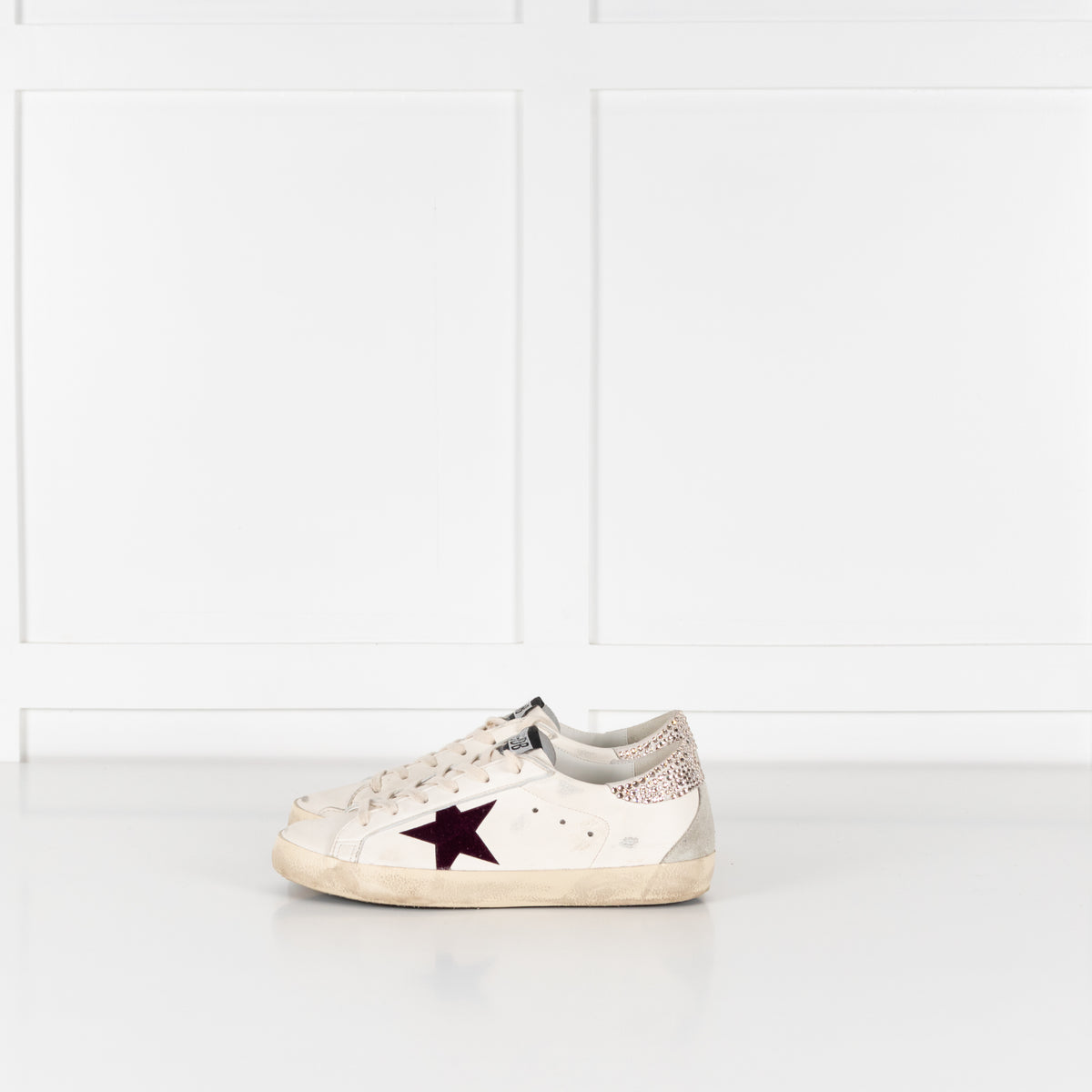 Golden Goose Super Star Crystal Embellished Velvet Star Trim Trainers