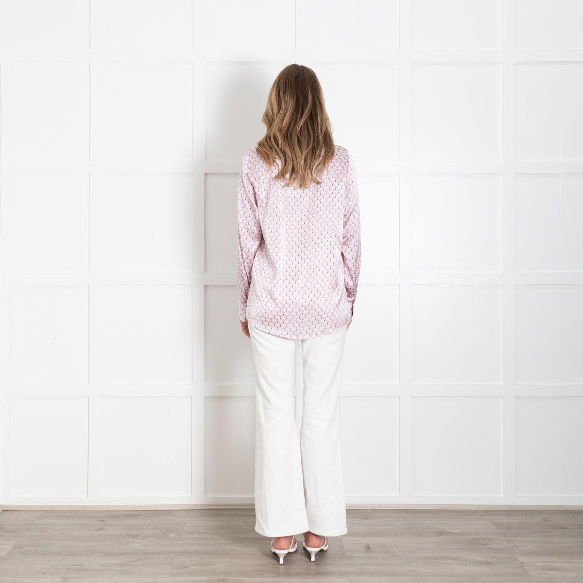 Dea Kudibal Pink, Grey & White Patterned Silk L/S Top