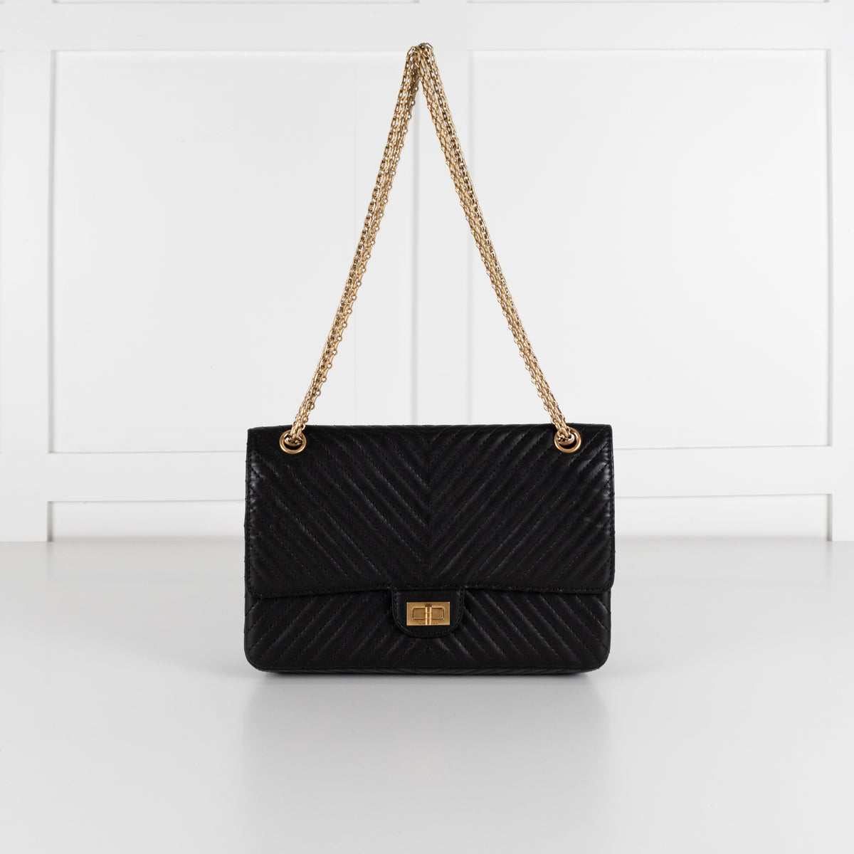 Chanel Black Chevron Quilted Leather Shoulder Bag