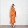 Staud Orange Silky Dress with Balloon Sleeve