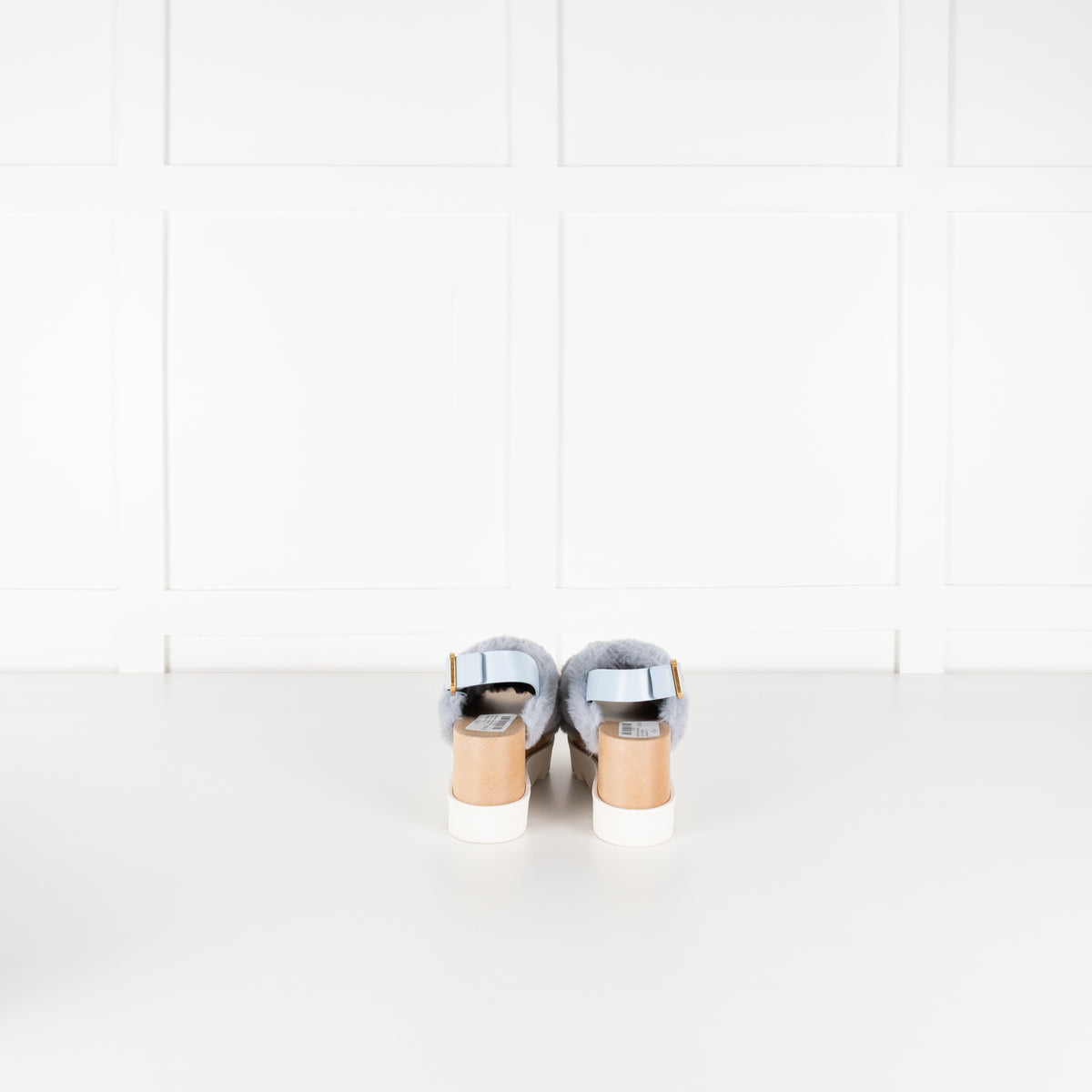 Stella McCartney Blue Faux Fur Platform Sandals
