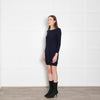 Sandro Navy Blue Fine Knit Ribbon Back Detail Mini Dress
