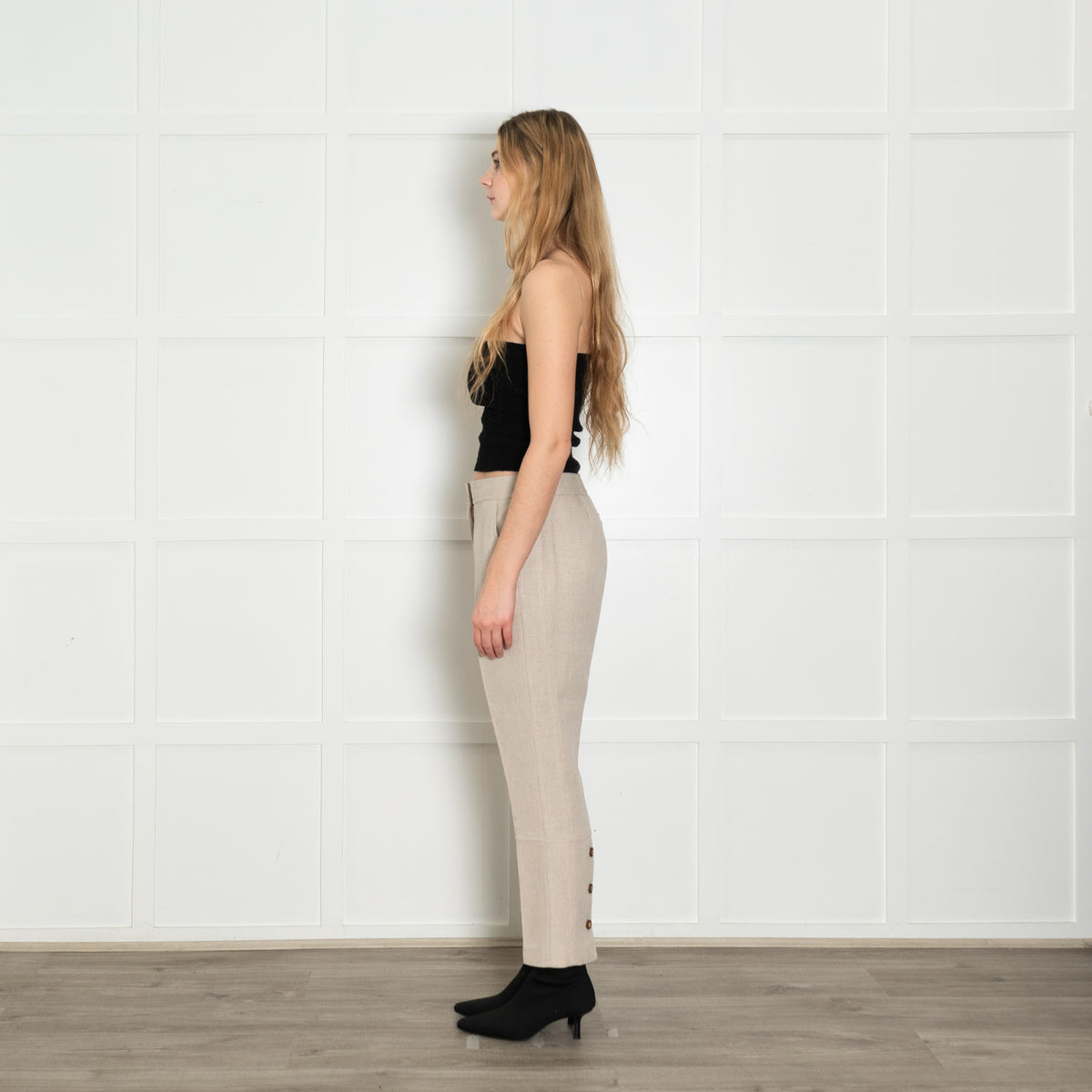 Tory Burch Beige Tailored Button Detail Trousers