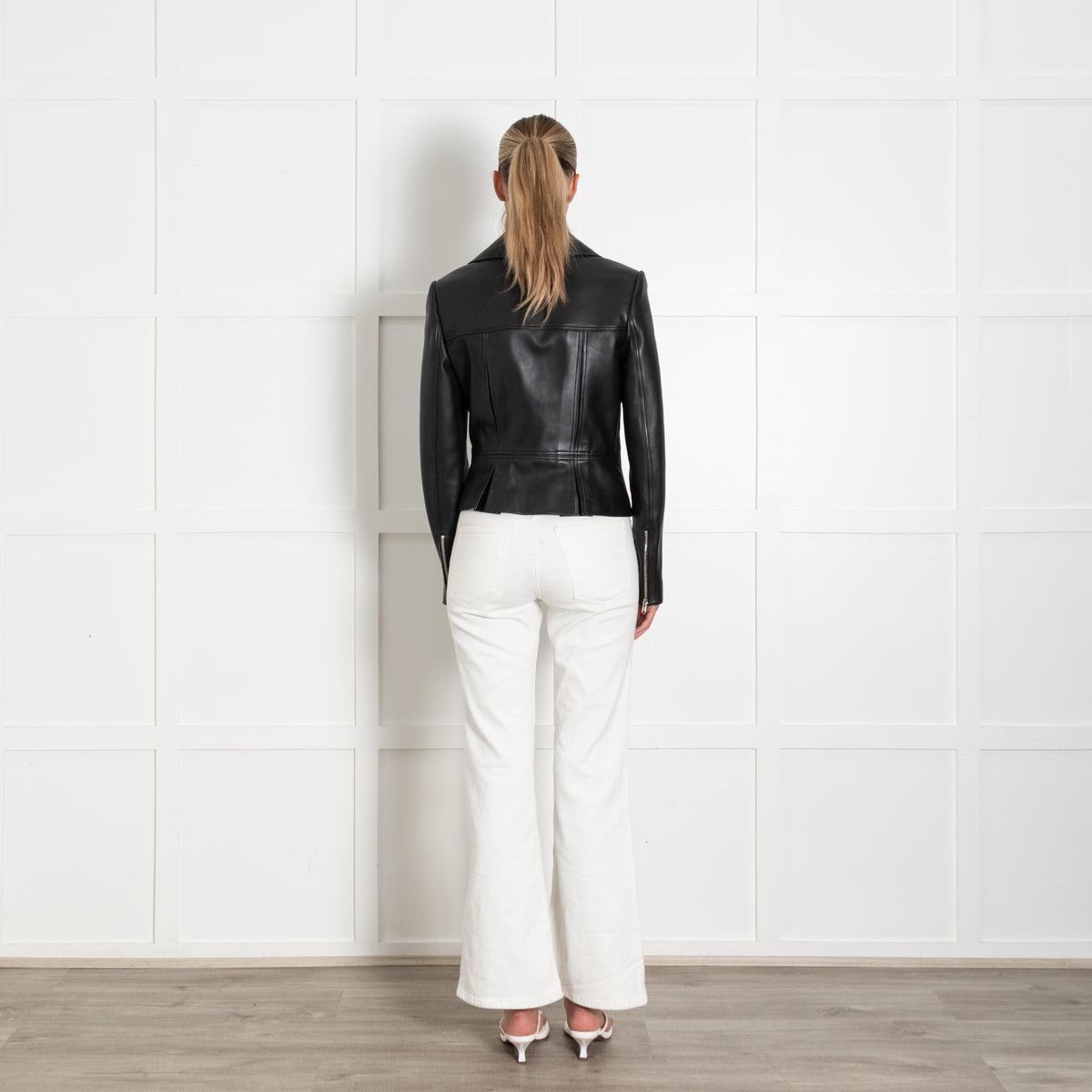 Alaia Black Leather Zip Up Biker Jacket