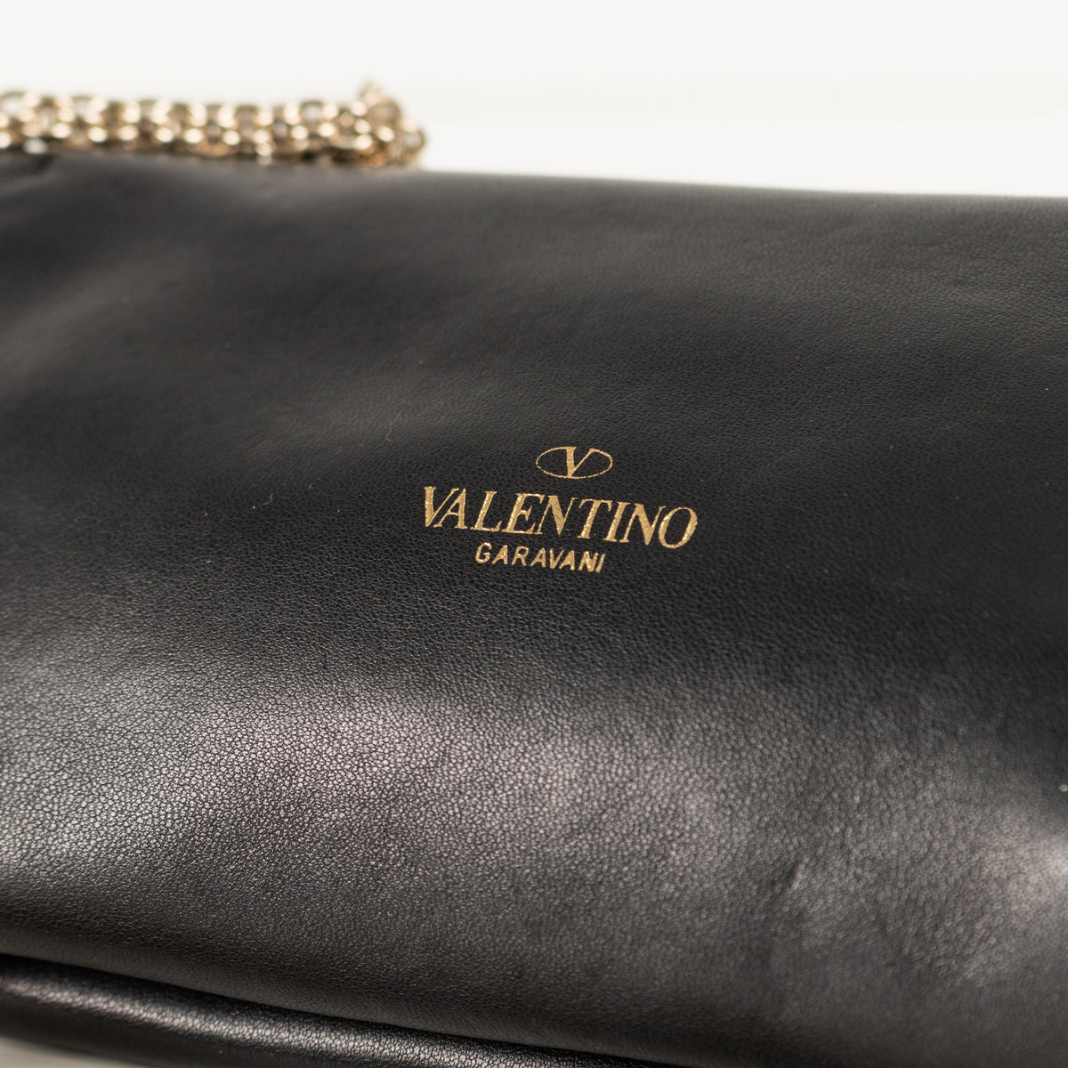 Valentino Black And Gold Rockstud  Va Va Voom Bag