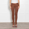 Balmain Tan Leather Slim Leg Trousers