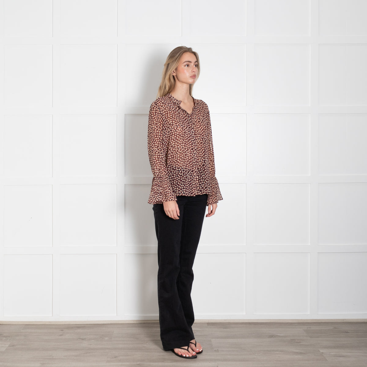 Second Female Red Patterned Silk Blouse