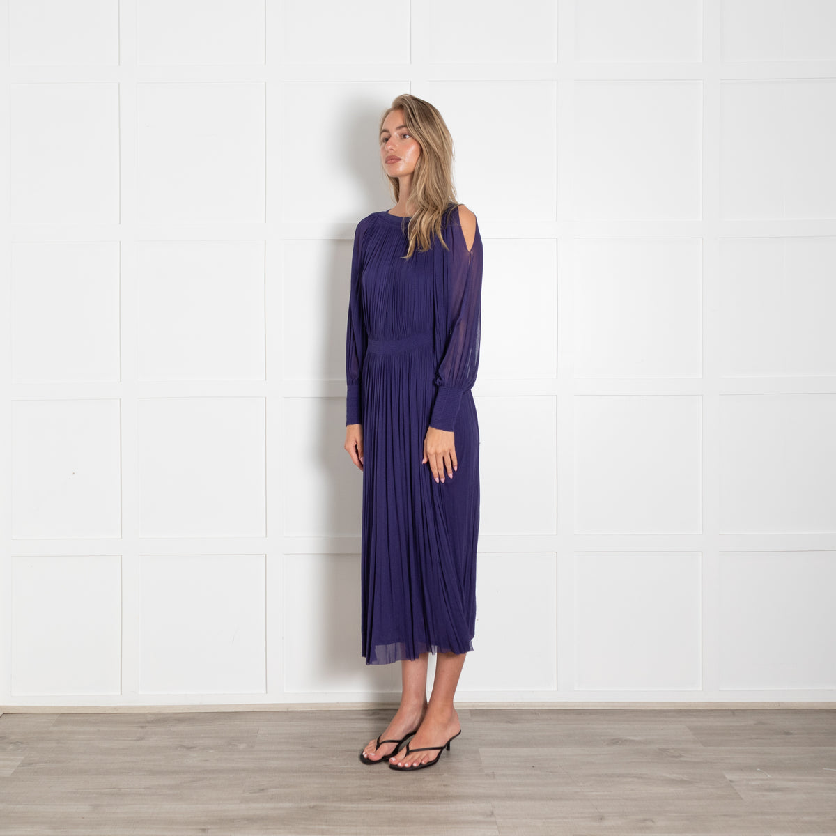 Amanda Wakeley Purple Sheer Silk  Midi Dress with Slip