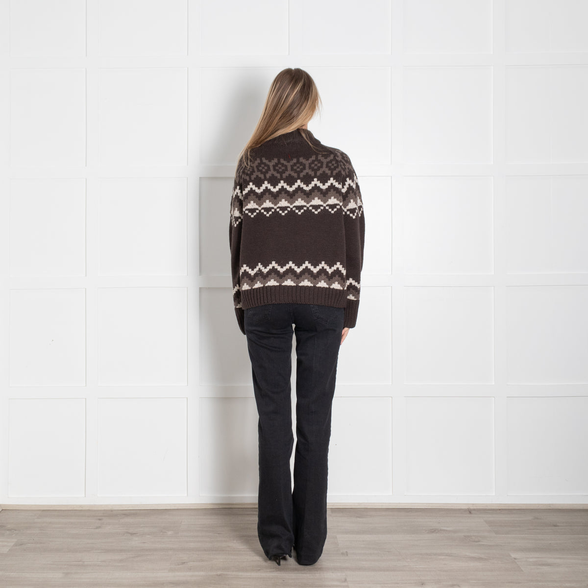 &Daughter Brown Wool Fairisle Jumper