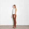 Balmain Tan Leather Slim Leg Trousers
