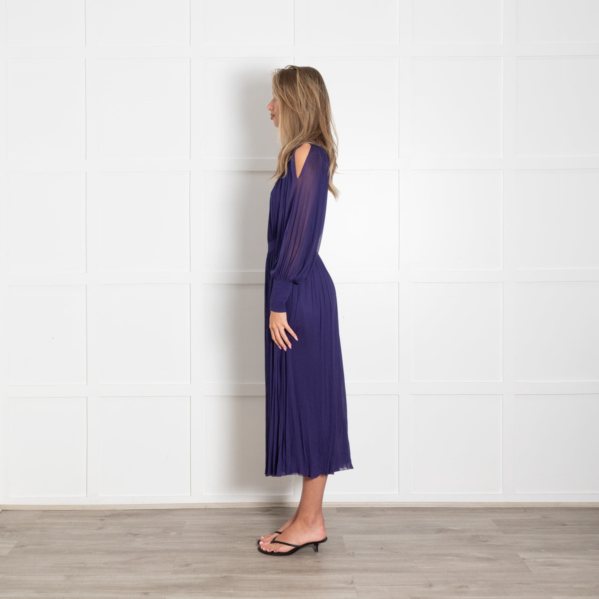 Amanda Wakeley Purple Sheer Silk  Midi Dress with Slip