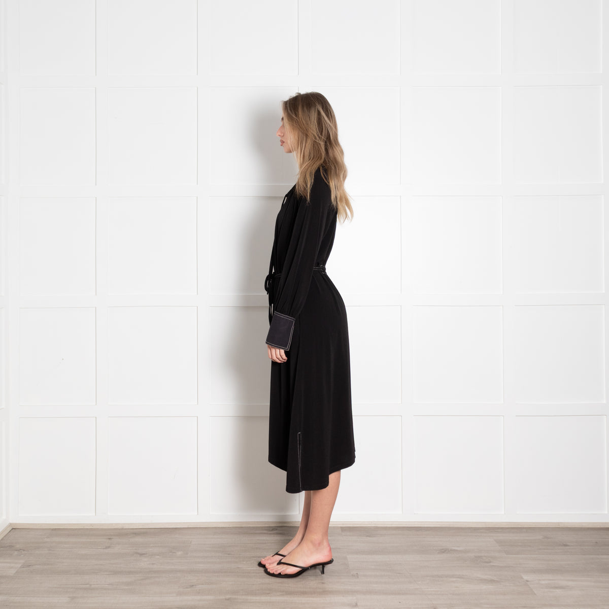 Proenza Schouler White Label Black Shirt Dress With White Stitching