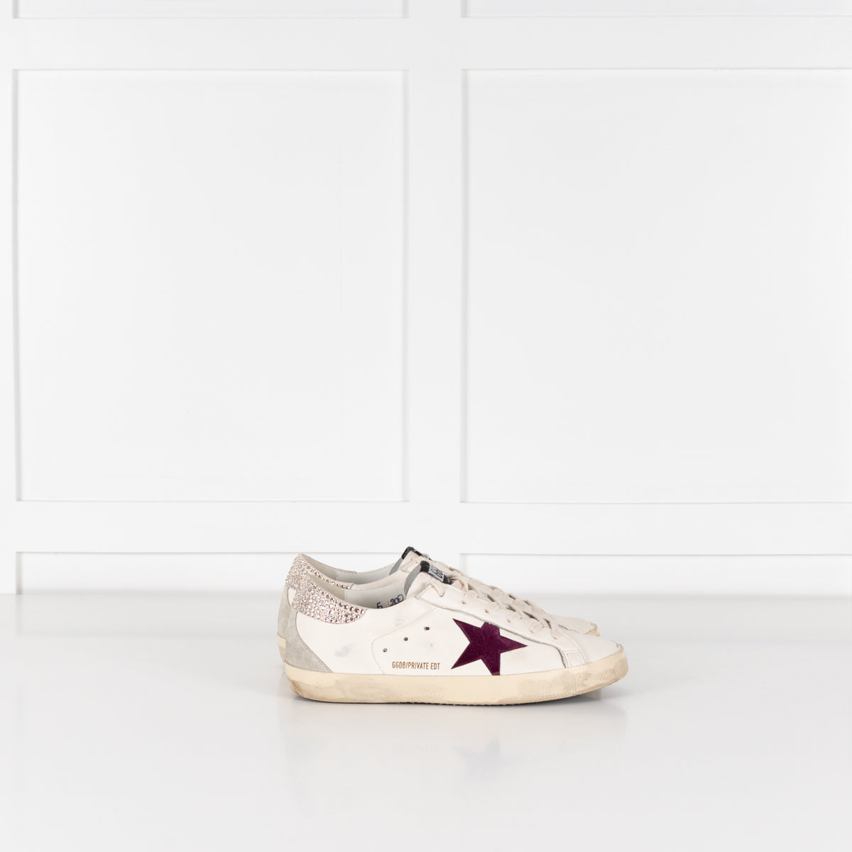 Golden Goose Super Star Crystal Embellished Velvet Star Trim Trainers