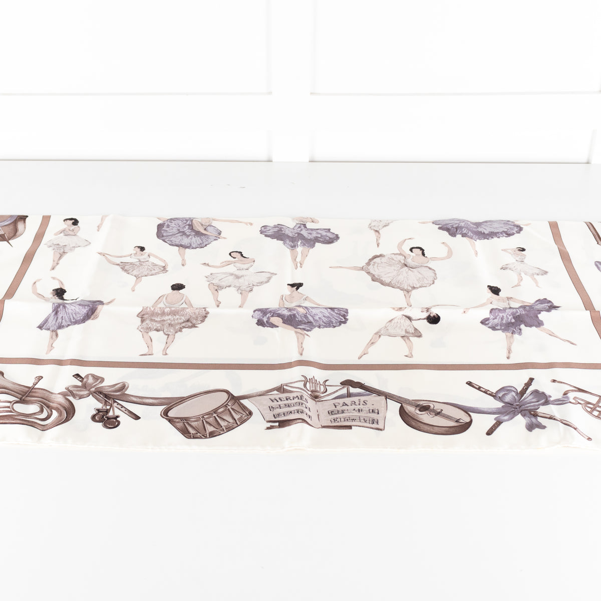 Hermes Cream Beige La Danse Ballerina Print Scarf