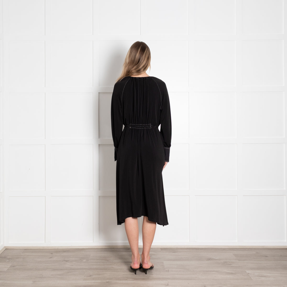 Proenza Schouler White Label Black Shirt Dress With White Stitching