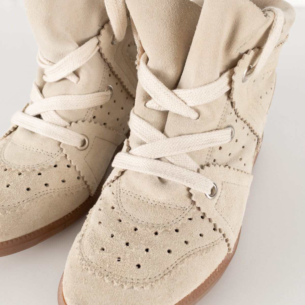 Isabel Marant Etoile Beige Suede Bobby Trainers