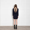 Sandro Navy Blue Fine Knit Ribbon Back Detail Mini Dress