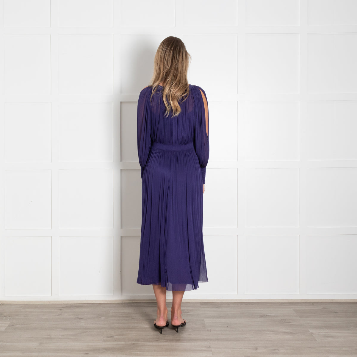 Amanda Wakeley Purple Sheer Silk  Midi Dress with Slip