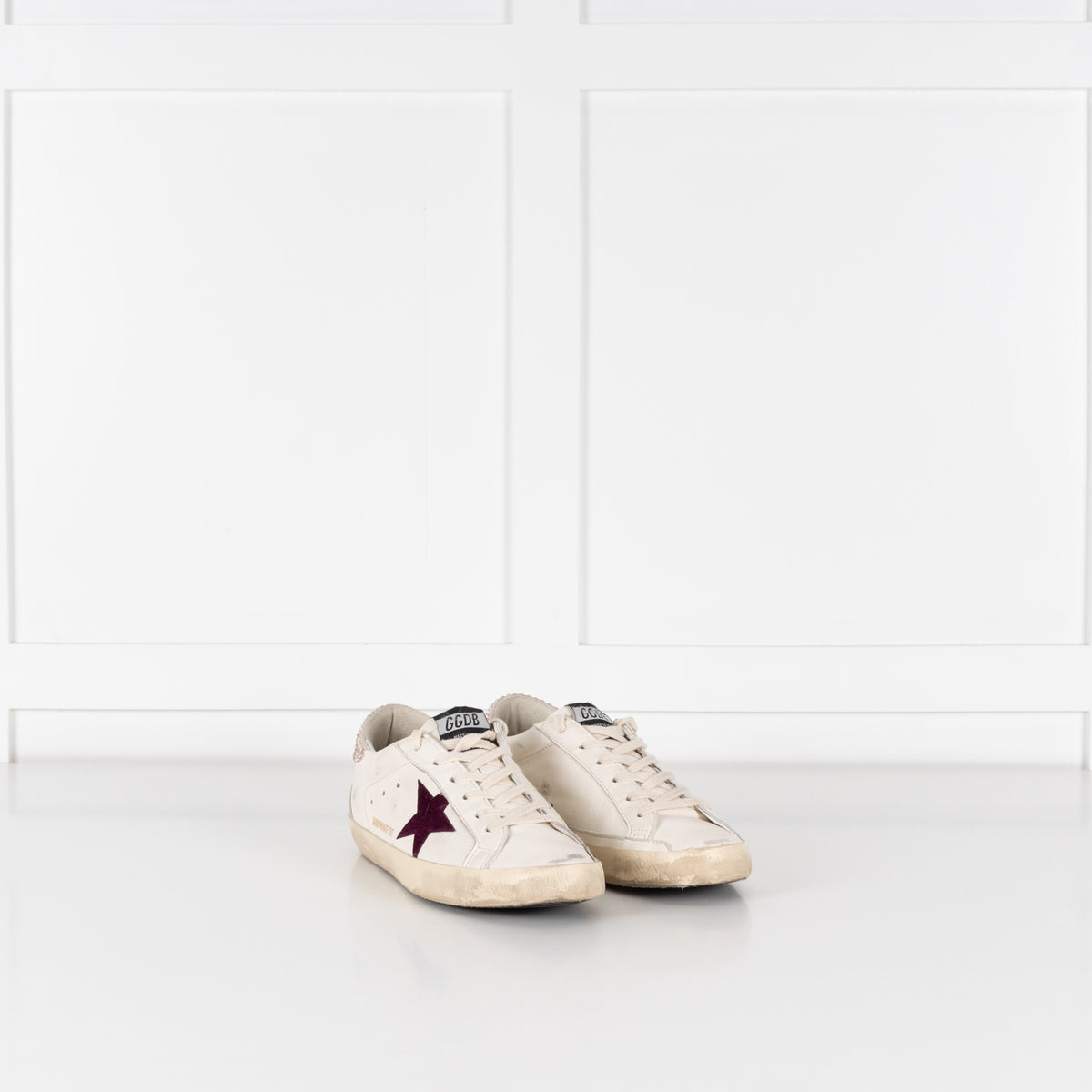 Golden Goose Super Star Crystal Embellished Velvet Star Trim Trainers
