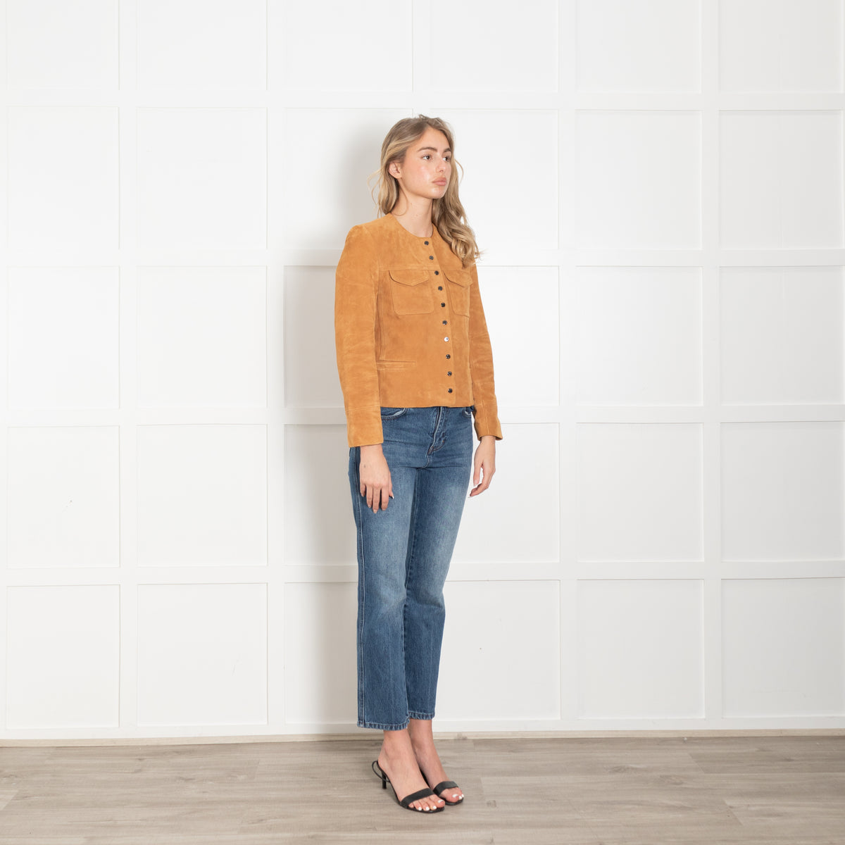 Zadig And Voltaire Tan Suede Jacket With Stud Fastening