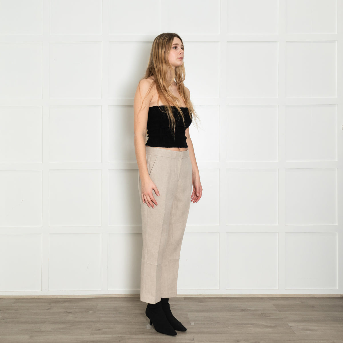 Tory Burch Beige Tailored Button Detail Trousers
