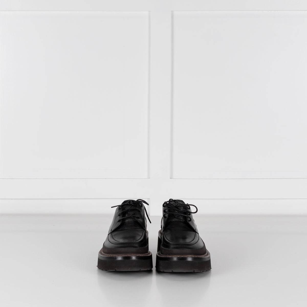 Brunello Cucinelli Black Brogues With Sparkly Tongue Detail