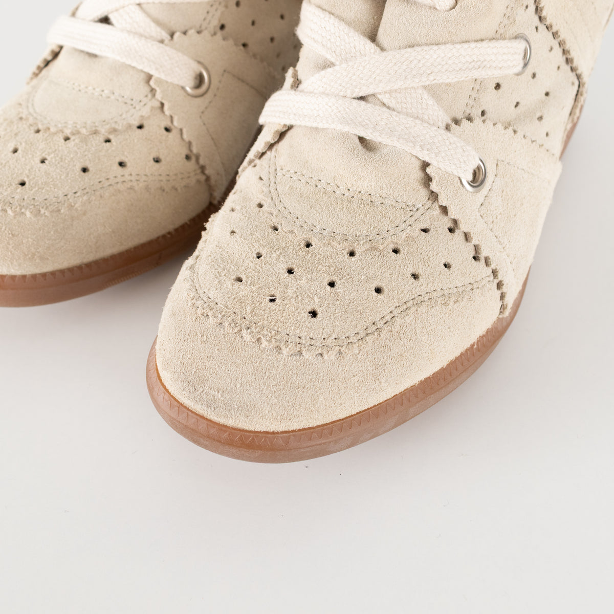 Isabel Marant Etoile Beige Suede Bobby Trainers