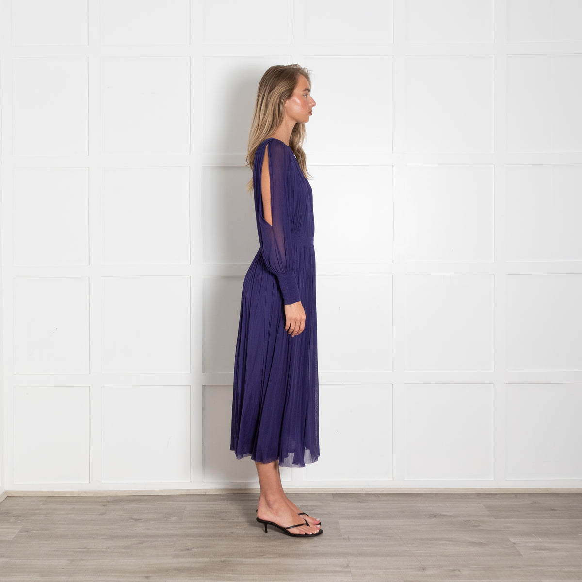 Amanda Wakeley Purple Sheer Silk  Midi Dress with Slip