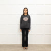 Markus Lupfer Grey Wool Jumper With Pink Lips & Black Sequin Musical Notes