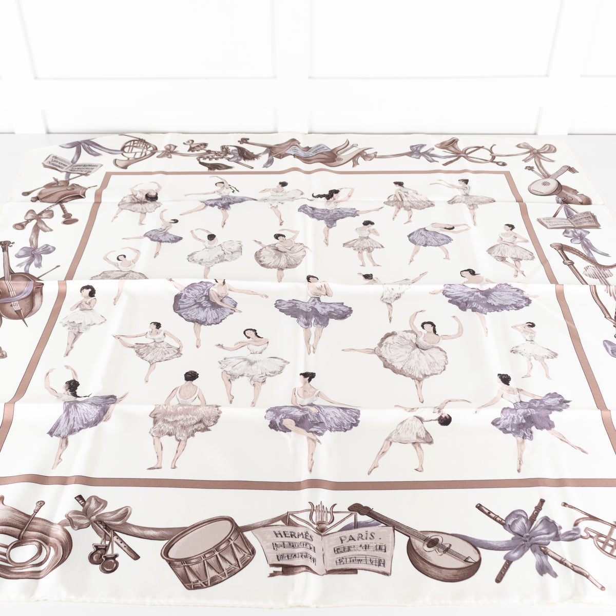 Hermes Cream Beige La Danse Ballerina Print Scarf