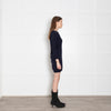 Sandro Navy Blue Fine Knit Ribbon Back Detail Mini Dress