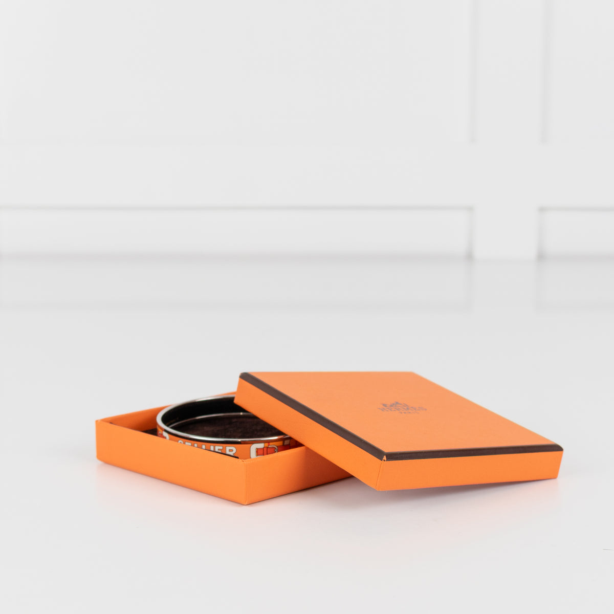 Hermes Orange Silver Enamel Sellier Bracelet