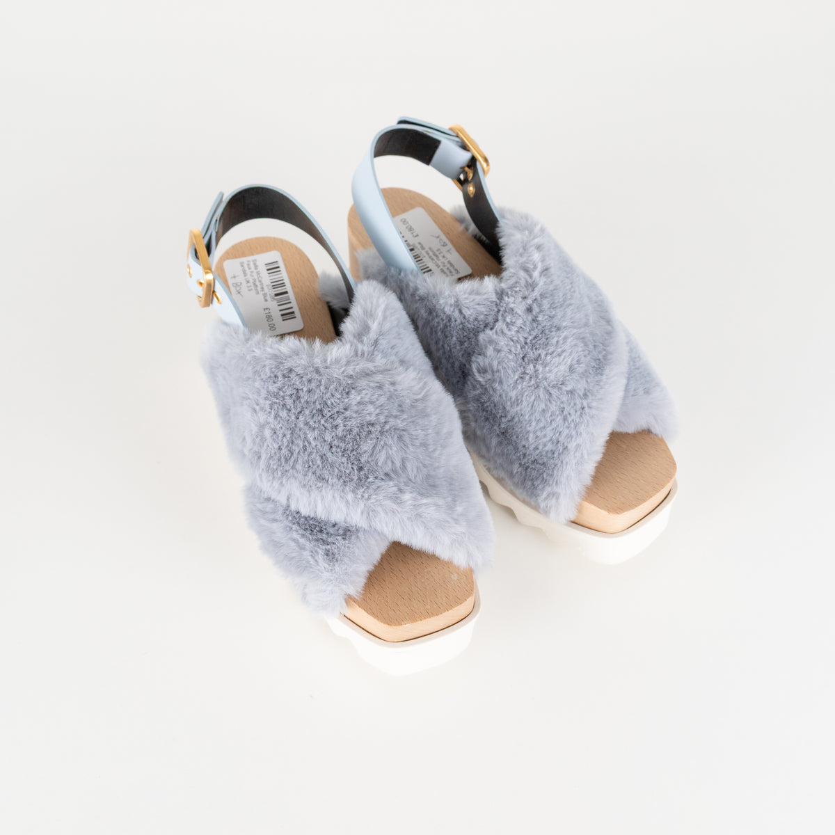 Stella McCartney Blue Faux Fur Platform Sandals