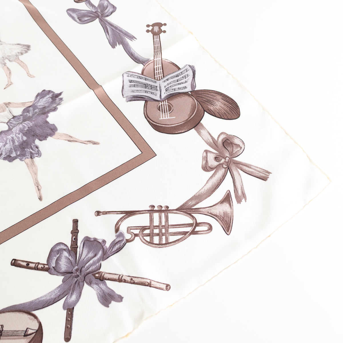 Hermes Cream Beige La Danse Ballerina Print Scarf