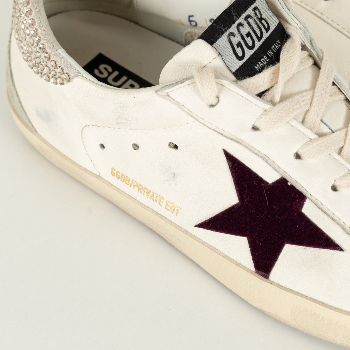 Golden Goose Super Star Crystal Embellished Velvet Star Trim Trainers