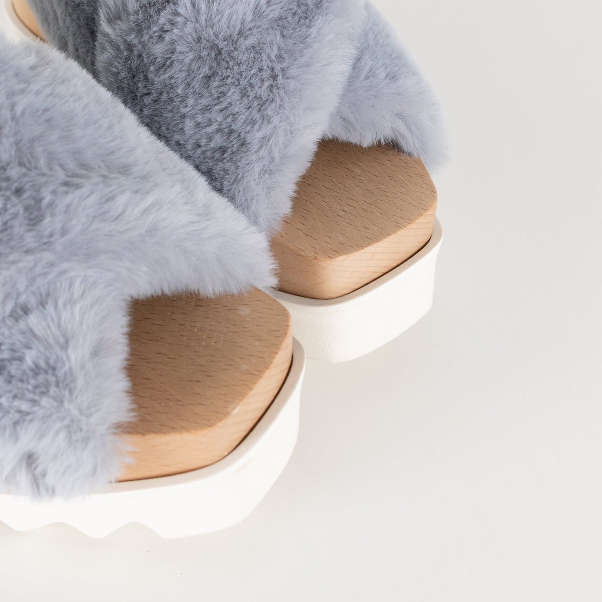 Stella McCartney Blue Faux Fur Platform Sandals