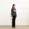 Markus Lupfer Grey Wool Jumper With Pink Lips & Black Sequin Musical Notes