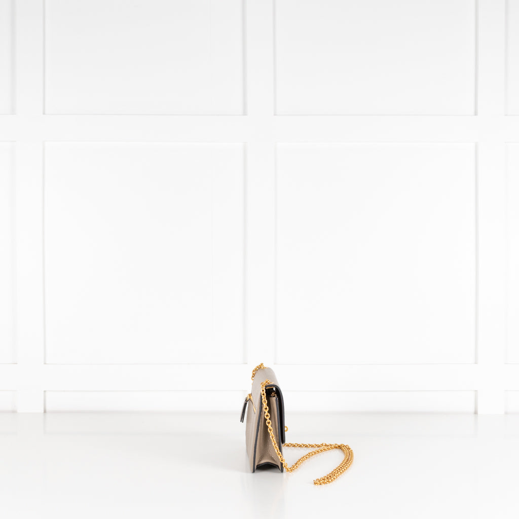 Mulberry Small Darley Classic Grain Solid Grey Bag With Gold Chain