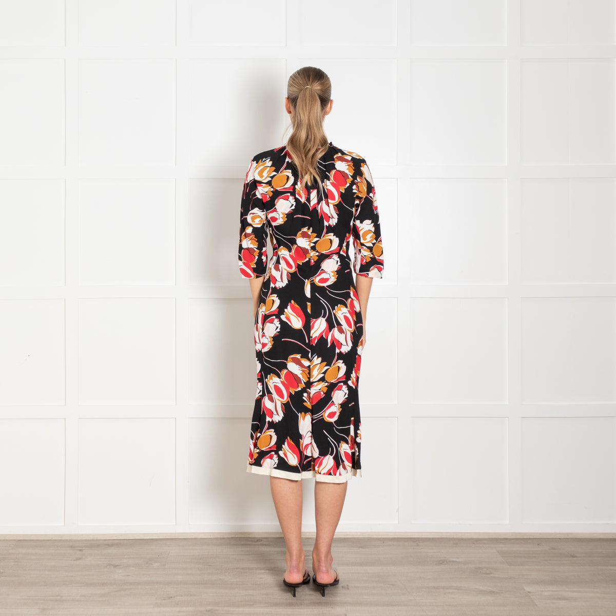 Marni Black White Red Tulip Print Dress