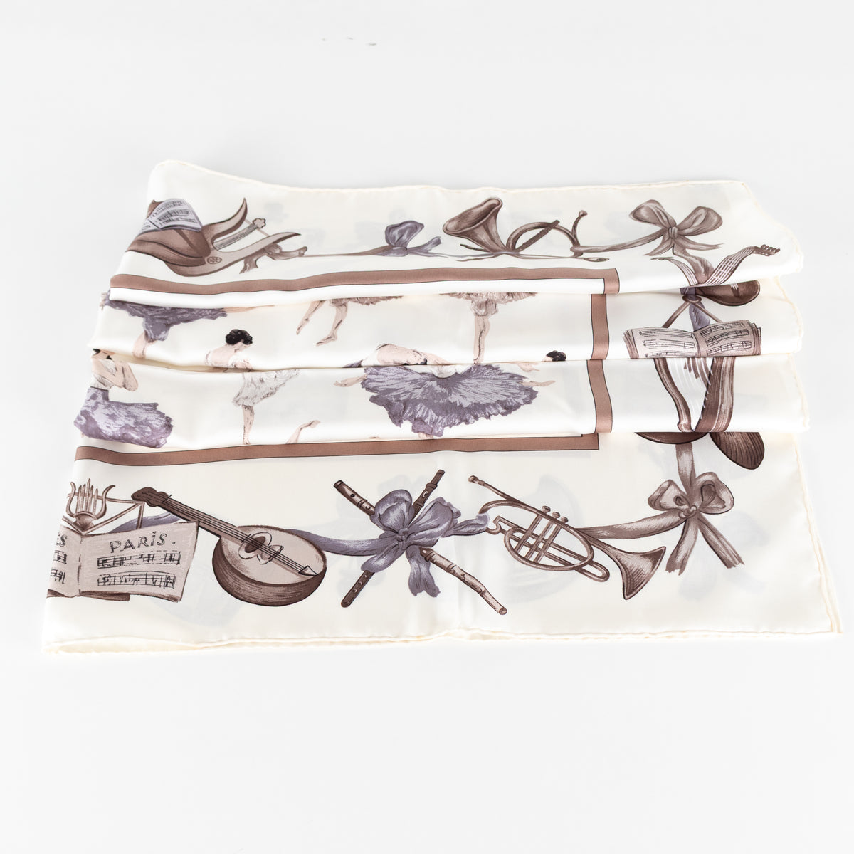 Hermes Cream Beige La Danse Ballerina Print Scarf