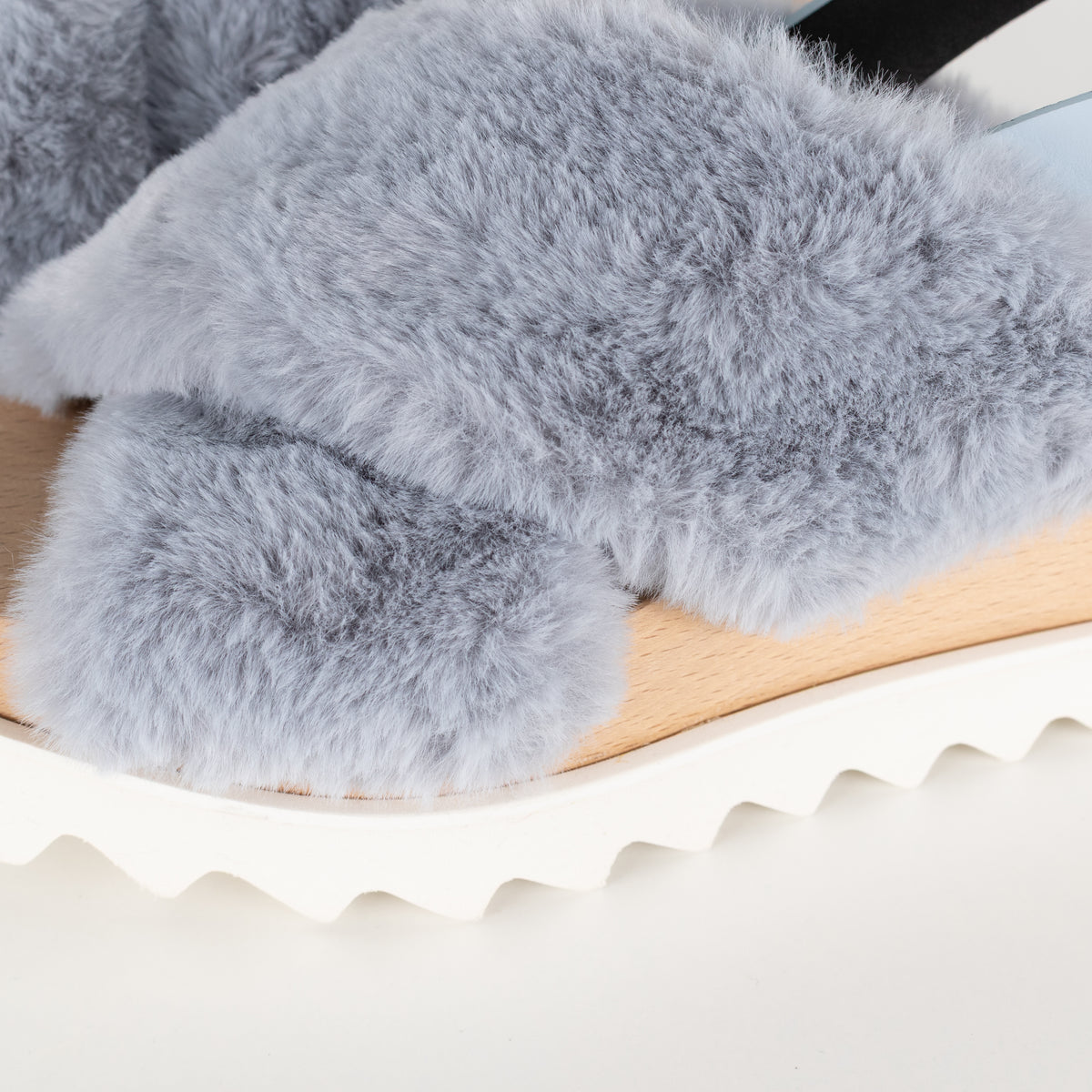 Stella McCartney Blue Faux Fur Platform Sandals