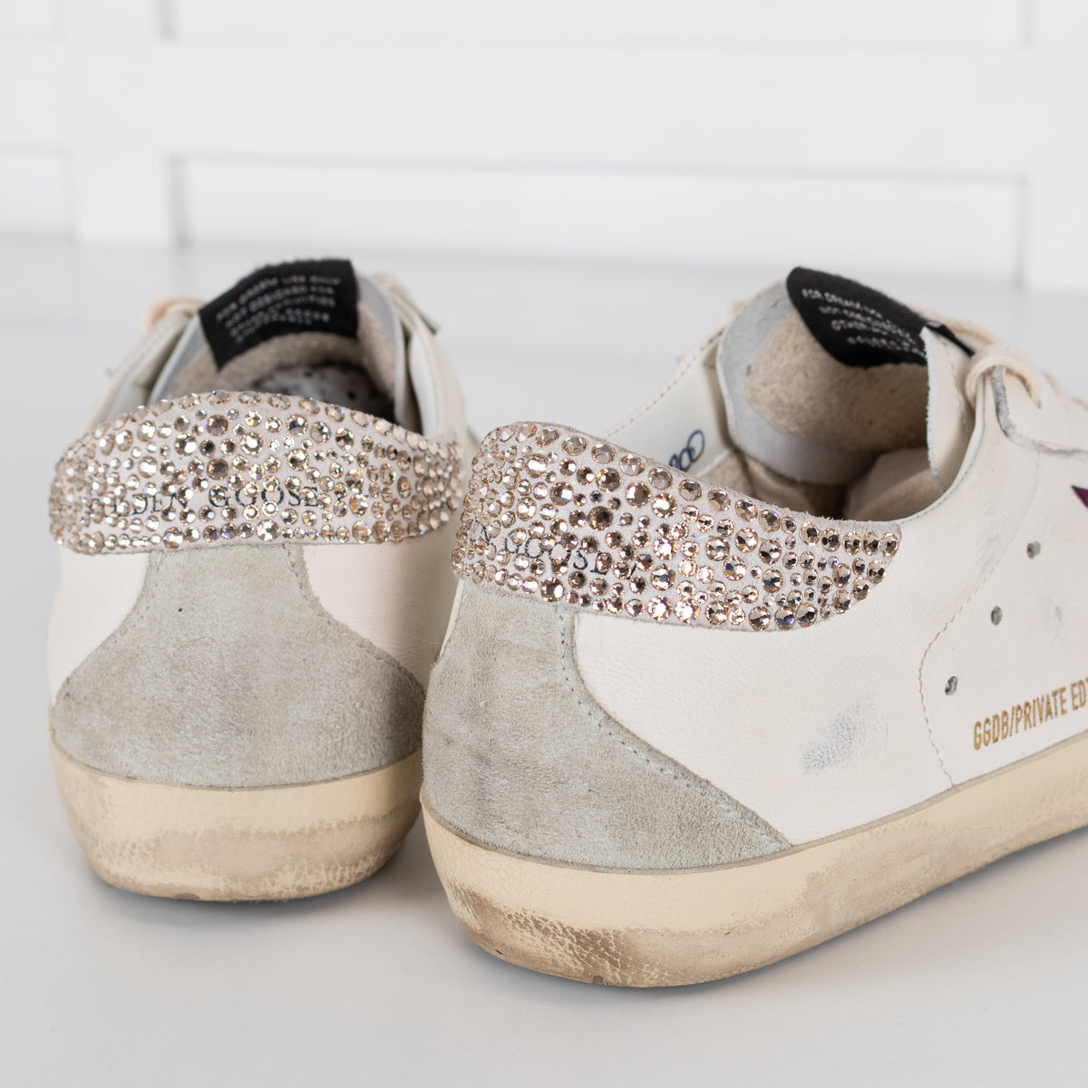 Golden Goose Super Star Crystal Embellished Velvet Star Trim Trainers