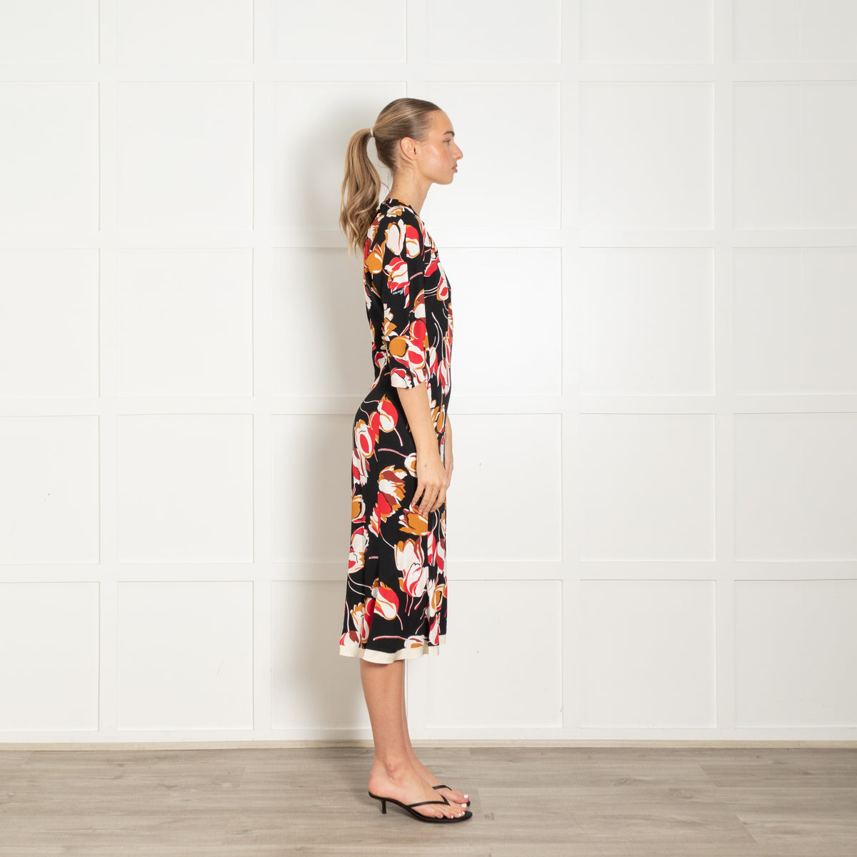 Marni Black White Red Tulip Print Dress