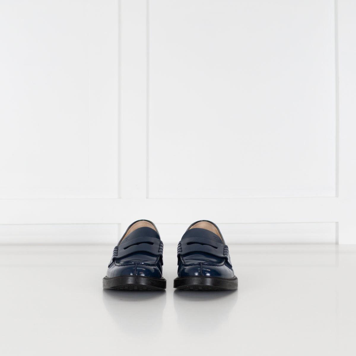 Tod's Blue Glossy Leather Loafers
