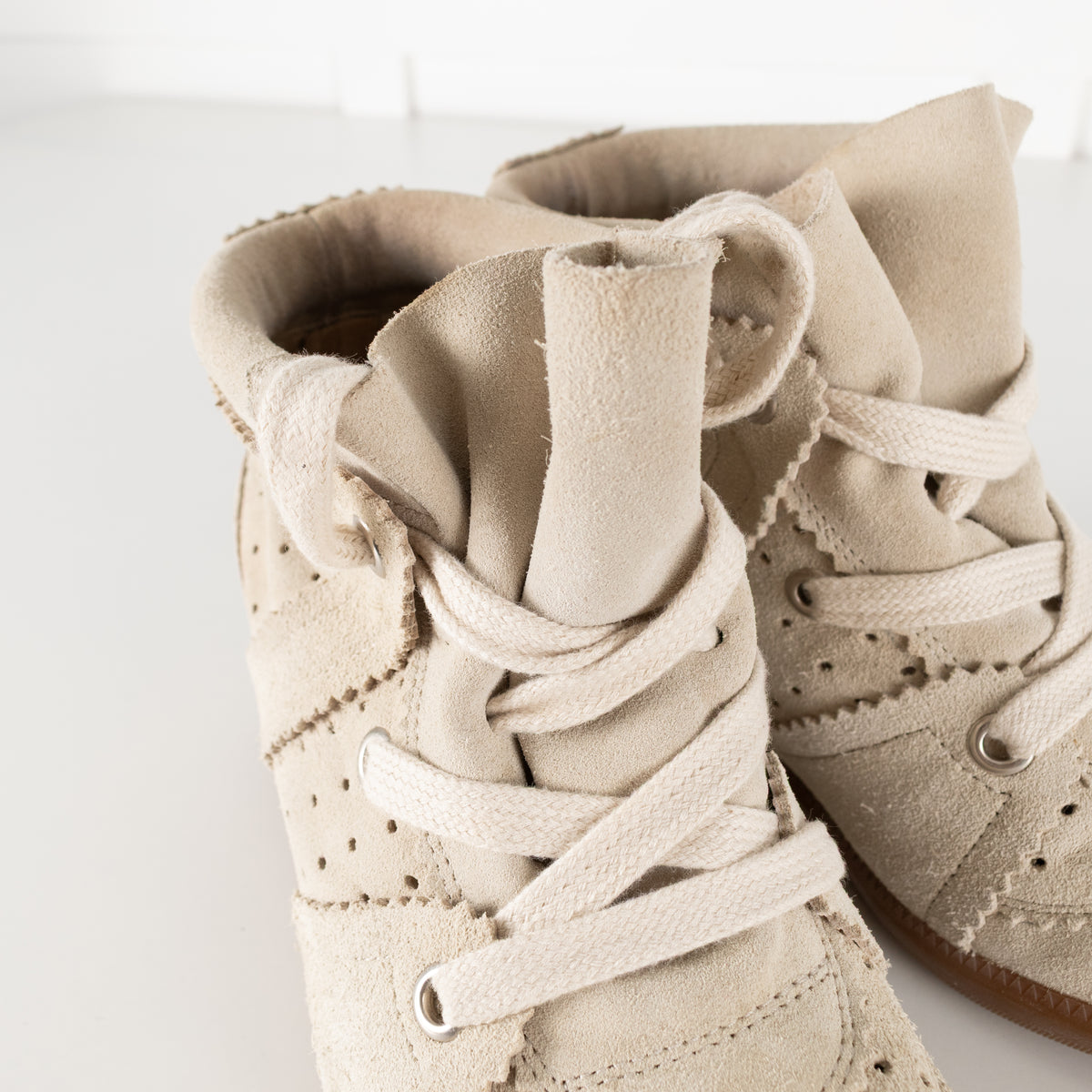 Isabel Marant Etoile Beige Suede Bobby Trainers